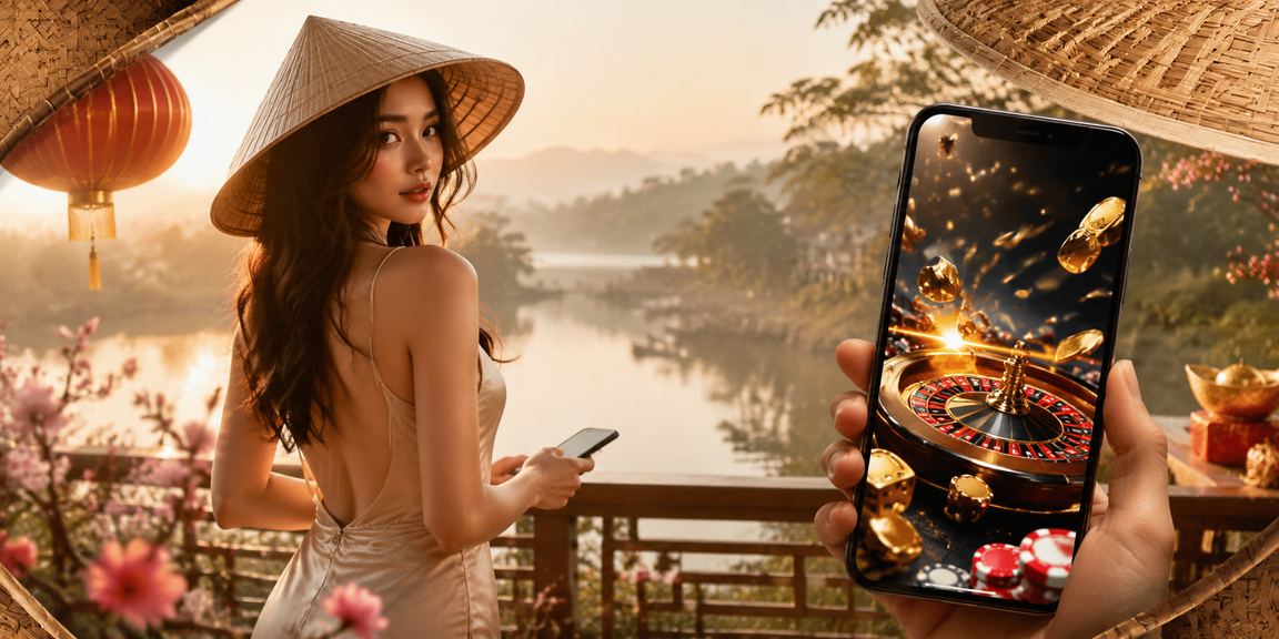 Người dùng Đà Lạt trải nghiệm cá cược thể thao trên điện thoại với nón lá truyền thống